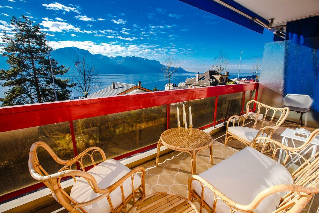 Terrace With Lake & Mountain View Montreux Zewnętrze zdjęcie
